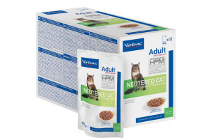 VIRBAC HPM cat Adult Neutered with salmon WET - konservi kaķiem 12 x 85g